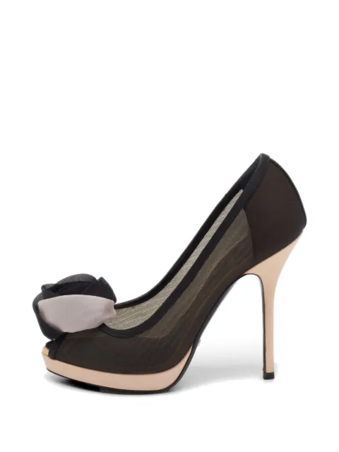 Christian Dior Pre-Owned flower-detail peep-toe pumps Black 1202262