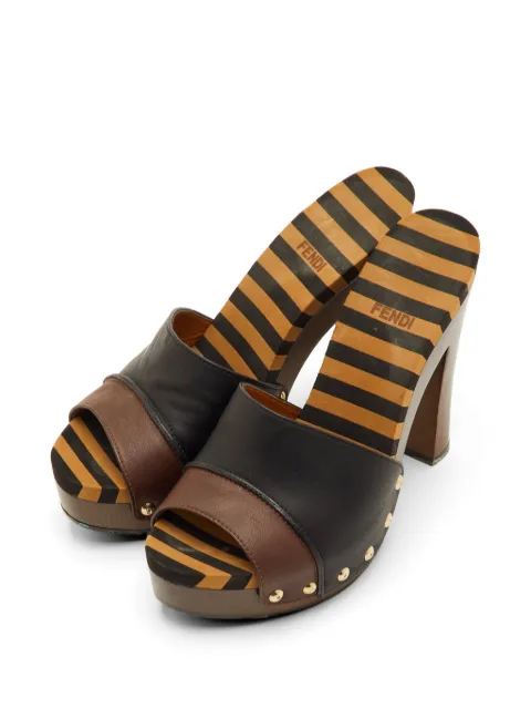 Fendi Pre-Owned striped platform sandals Black 1301492