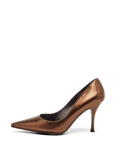 Dolce & Gabbana Pre-Owned snakeskin-embossed pointed-toe pumps Brown 1281173