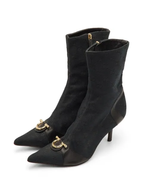 Ferragamo Pre-Owned GG canvas pointed toe ankle boots Black 1295853
