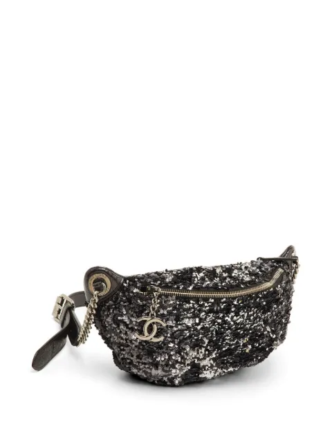 CHANEL Pre-Owned sequin-embellished quilted belt bag Black 1303986