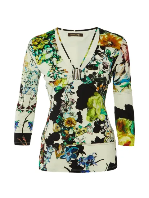 Roberto Cavalli Vintage floral-print V-neck top White 1297187
