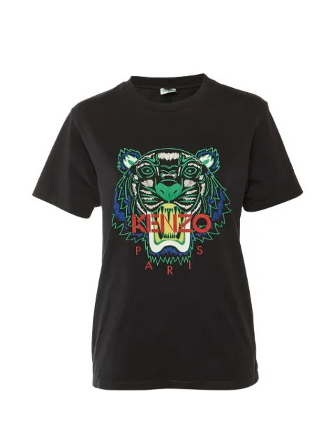 Kenzo Pre-Owned tiger-print cotton crew-neck T-Shirt Black 1305084