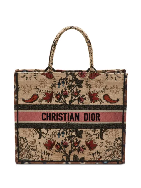 Christian Dior Pre-Owned Book Tote floral-embroidered tote bag Neutrals 1300752