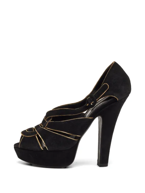 Dolce & Gabbana Pre-Owned gold-tone trims suede heeled sandals Black 1332723