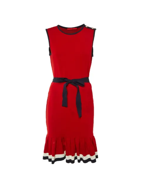 Carolina Herrera Vintage flounced-hem jersey mini dress Red 1268398