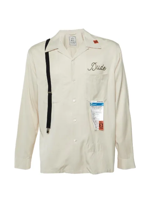 Mastermind World embroidered long-sleeve shirt Neutrals 1324288