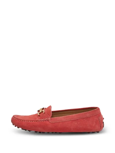 Ferragamo Pre-Owned Gancini suede loafers Red 1285742
