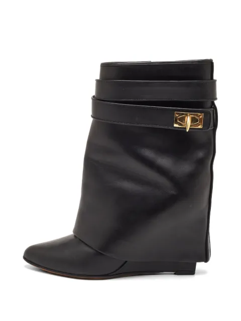 Givenchy Pre-Owned Shark Lock wedge ankle boots Black 1331650