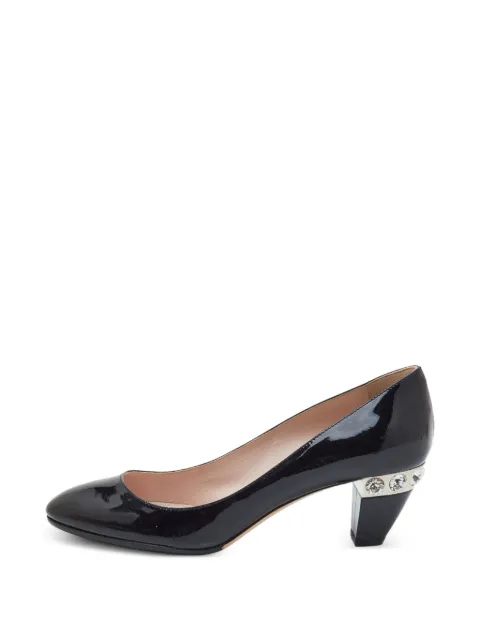 Miu Miu Pre-Owned crystal-embellished leather heeled pumps Black 1329758