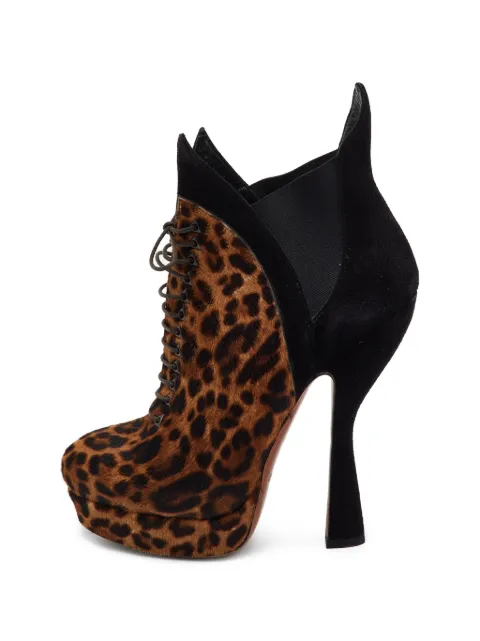 Alaïa Pre-Owned leopard-print lace-up ankle boots Brown 1334835