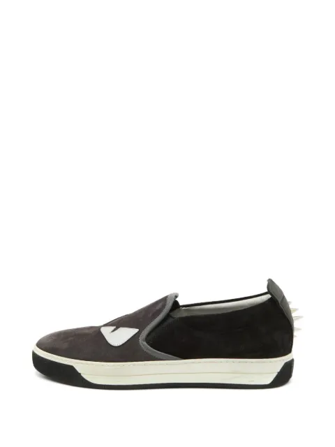 Fendi Pre-Owned Monster Eyes suede sneakers Grey 1333408