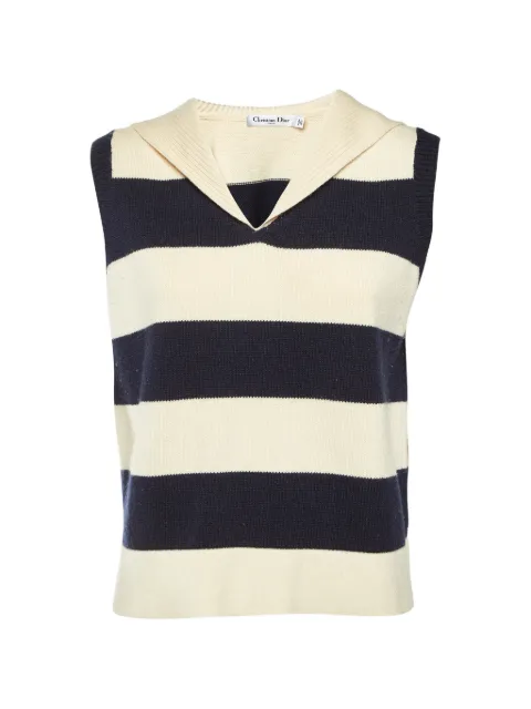 Christian Dior Pre-Owned striped sleeveless sweater Neutrals 1333164