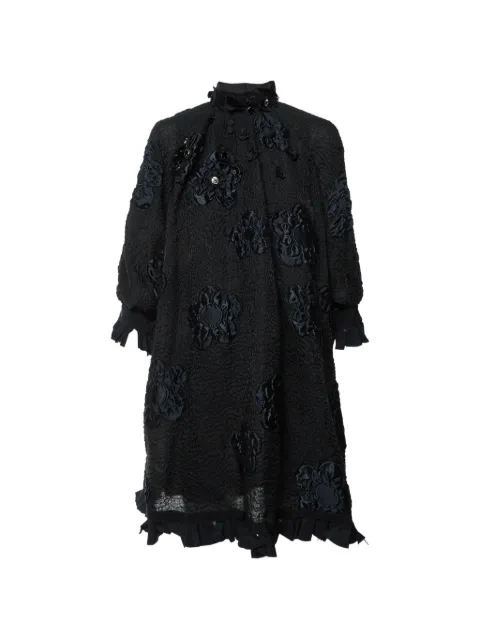 Fendi Pre-Owned floral-appliqué textured dress Black 1338454
