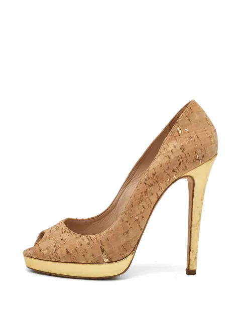Jimmy Choo Pre-Owned cork peep-toe pumps Neutrals 1332777