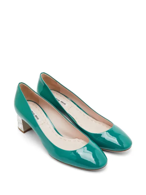 Miu Miu Pre-Owned crystal-embellished patent-leather pumps Green 1327468