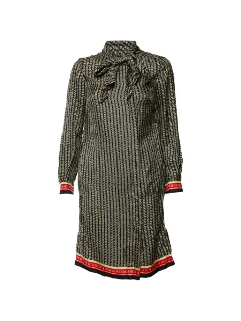 Carolina Herrera Vintage herringbone-print shirt midi dress Black 1335863