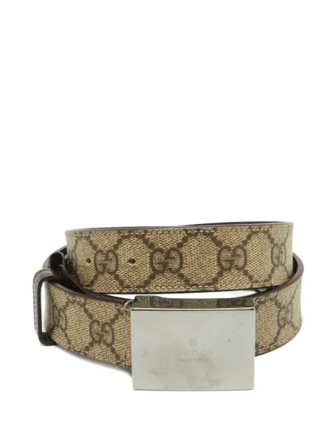 Gucci Pre-Owned GG Supreme engraved buckle belt Neutrals 1333425