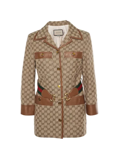 Gucci Pre-Owned GG canvas Web-belt coat Neutrals 1329080