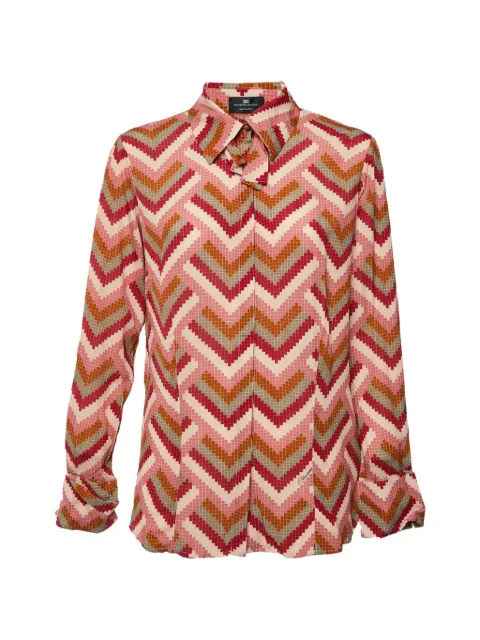 Elisabetta Franchi Chevron-print crepe shirt Red 1335842