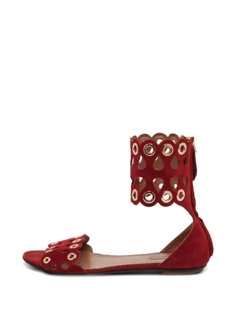 Alaïa Pre-Owned cut-out eyelet ballet flats Red 1334771