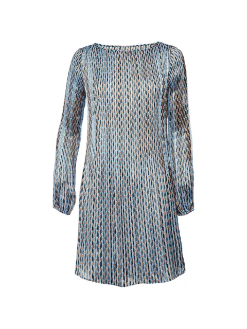 Maje Geometric-print plissé dress Blue 1338895