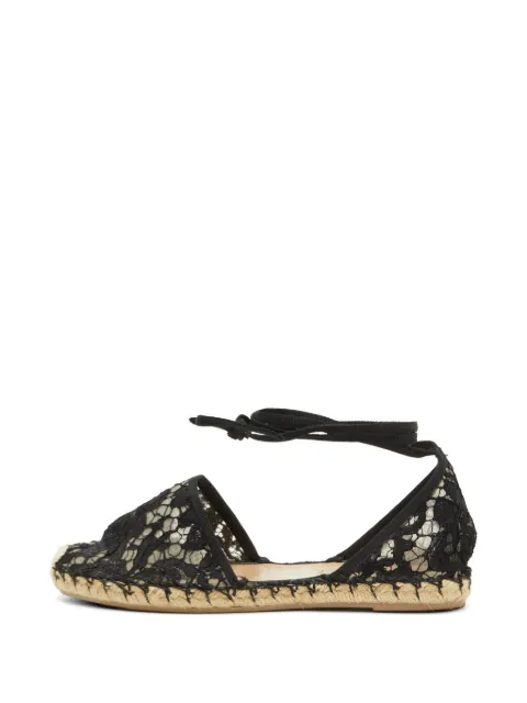 Valentino Garavani Pre-Owned lace ankle-tie flat sandals Black 1337873
