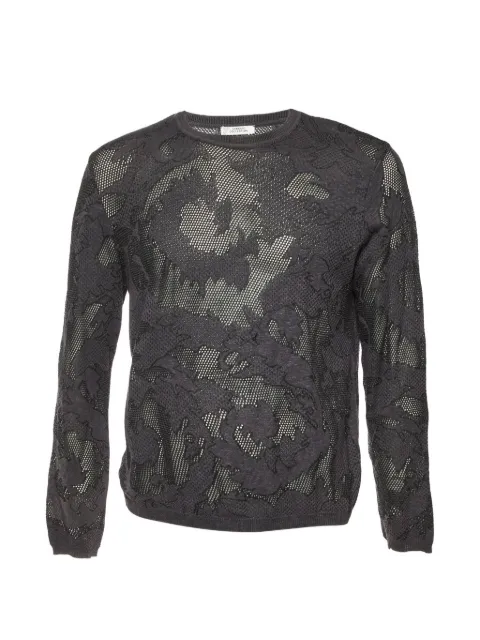 Versace Pre-Owned floral mesh sweater Grey 1338559