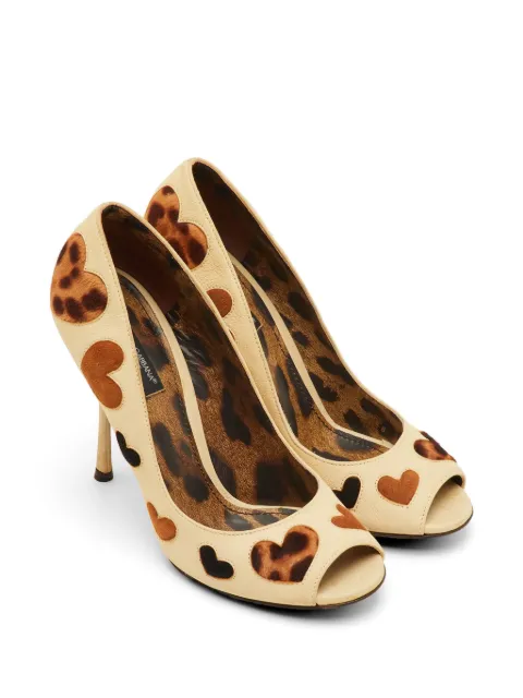 Dolce & Gabbana Pre-Owned Hearts suede heeled pumps Neutrals 1293064