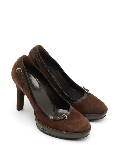 Gucci Pre-Owned buckle detail platform pumps Brown 1301379