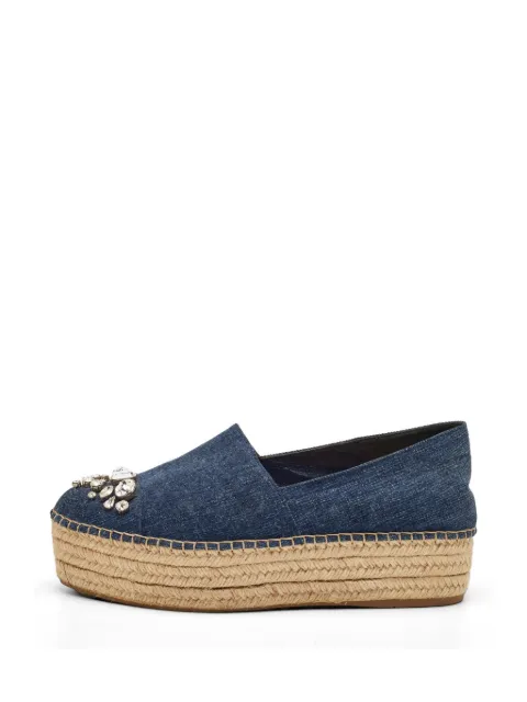 Miu Miu Pre-Owned crystal-embellished platform sandals Blue 1279420
