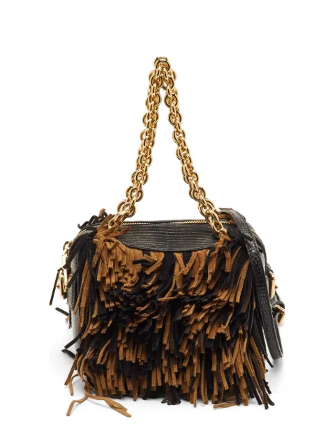 Burberry Pre-Owned fringe lizard-embossed shoulder bag Black 1302593