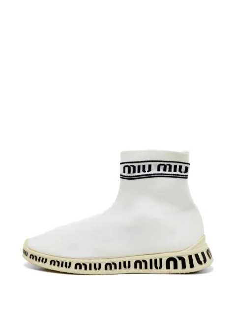 Miu Miu Pre-Owned knit sock sneakers White 1224380