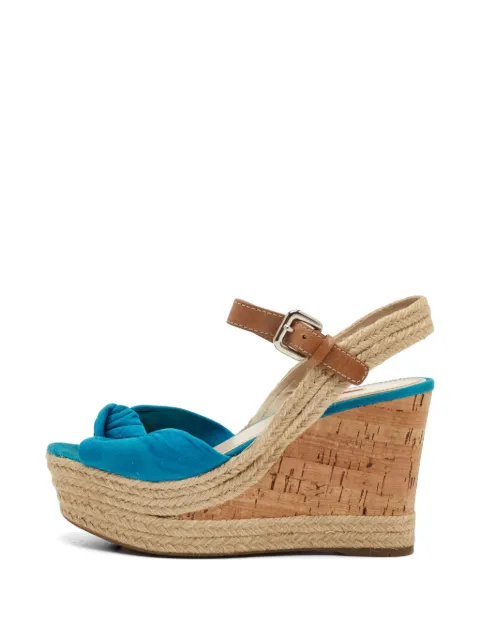 Prada Pre-Owned knot-detail wedge sandals Brown 1280508