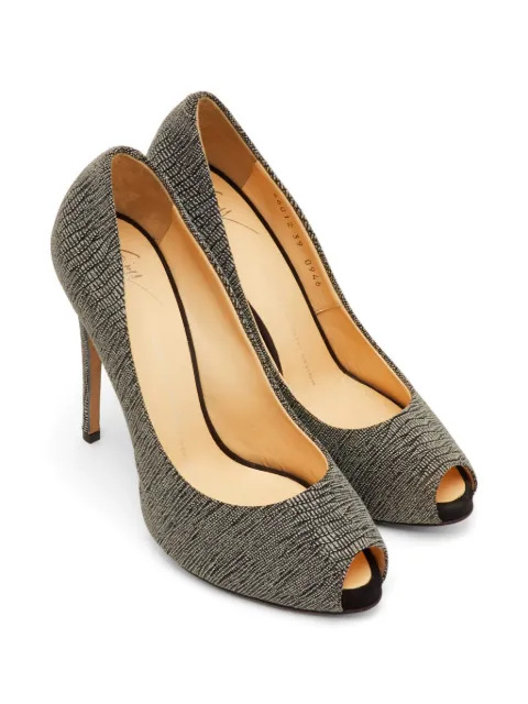 Giuseppe Zanotti Vintage embossed peep-toe pumps Grey 1293083