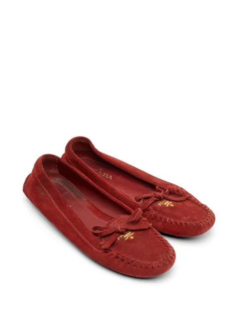 Prada Pre-Owned bow logo loafers Red 1295792