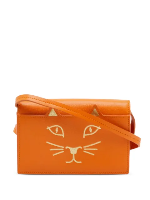 Charlotte Olympia Feline leather shoulder bag Orange 1313416