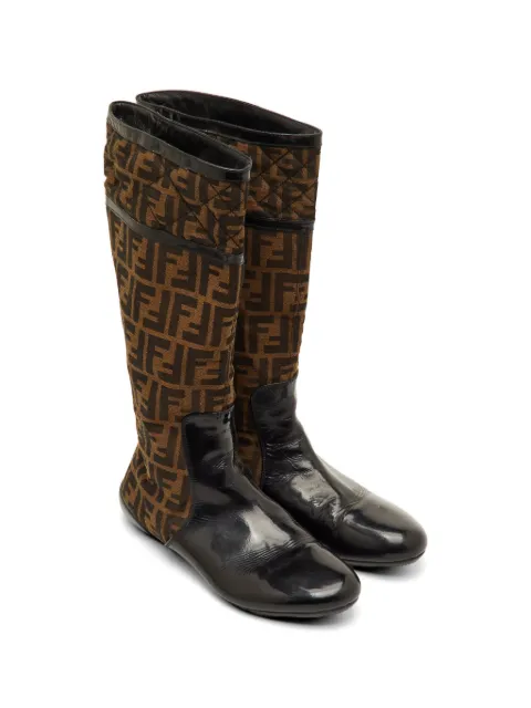 Fendi Pre-Owned Zucca patent-leather boots Black 1299766