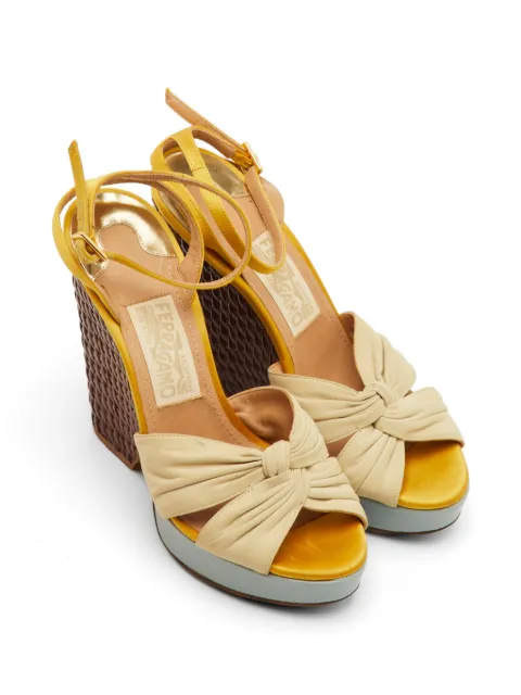 Ferragamo Pre-Owned Luna platform wedge sandals Neutrals 1300658