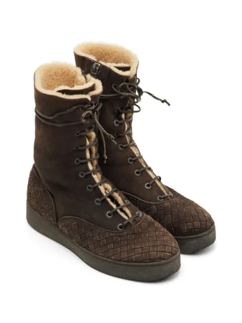 Bottega Veneta Pre-Owned Intrecciato suede ankle boots Brown 1302684