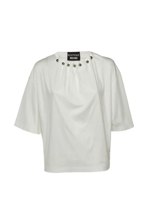 Boutique Moschino 2018 pleated metal-motif T-shirt White 1304695