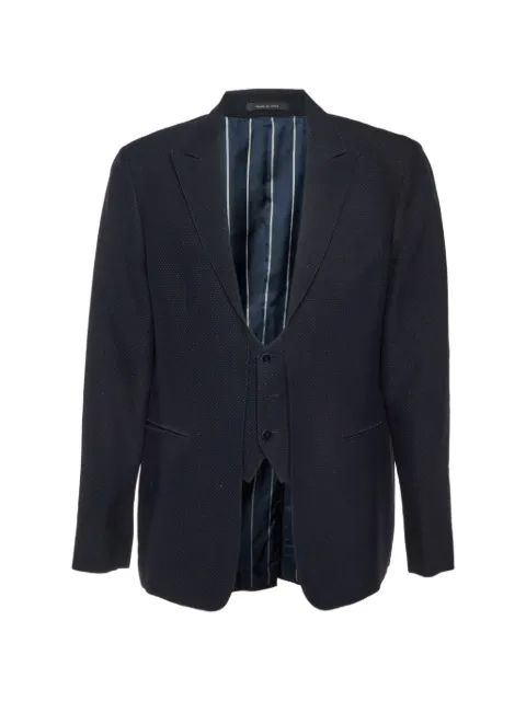 Emporio Armani Pre-Owned dotted vest-detail blazer Blue 1251277
