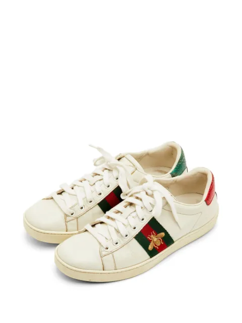 Gucci Pre-Owned Ace bee embroidered sneakers White 1301284