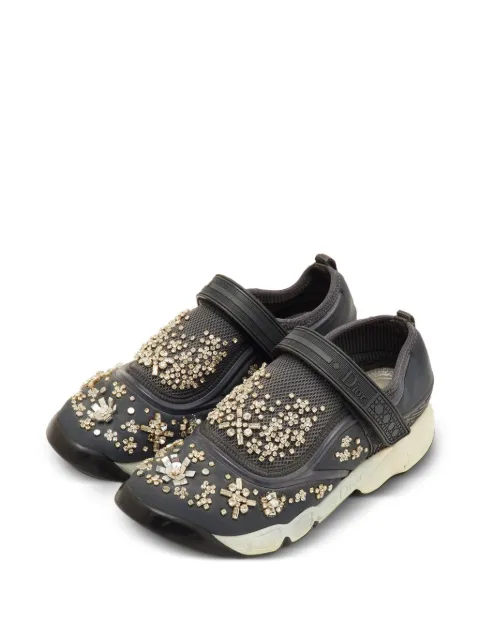 Christian Dior Pre-Owned crystal-embellished slip-on sneakers Grey 1299462