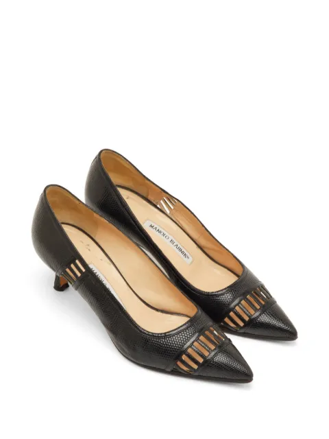 Manolo Blahnik lizard-embossed pointed-toe pumps Black 1296012
