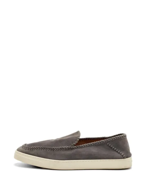 Giorgio Armani Pre-Owned Intrecci braided-detailing suede loafers Grey 1309176