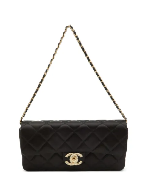 CHANEL Pre-Owned quilted pearl-studded CC shoulder bag Black 1318536