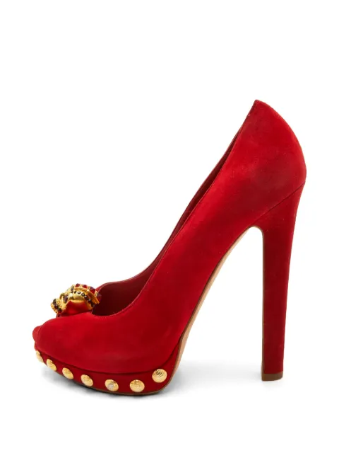 Alexander McQueen Pre-Owned Skull suede heeled pumps Red 1318565