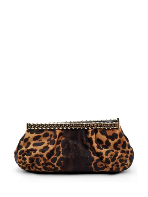 Christian Louboutin Pre-Owned leopard-print calf-hair clutch bag Brown 1314229