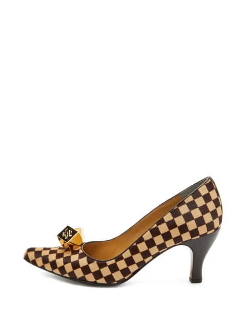 Louis Vuitton Pre-Owned Damier Sauvage dice-detail heeled pumps Brown 1313250